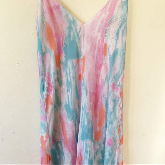 Lulus Flying Watercolors Fuchsia Print Maxi Dress sz s - Picture 7 of 8